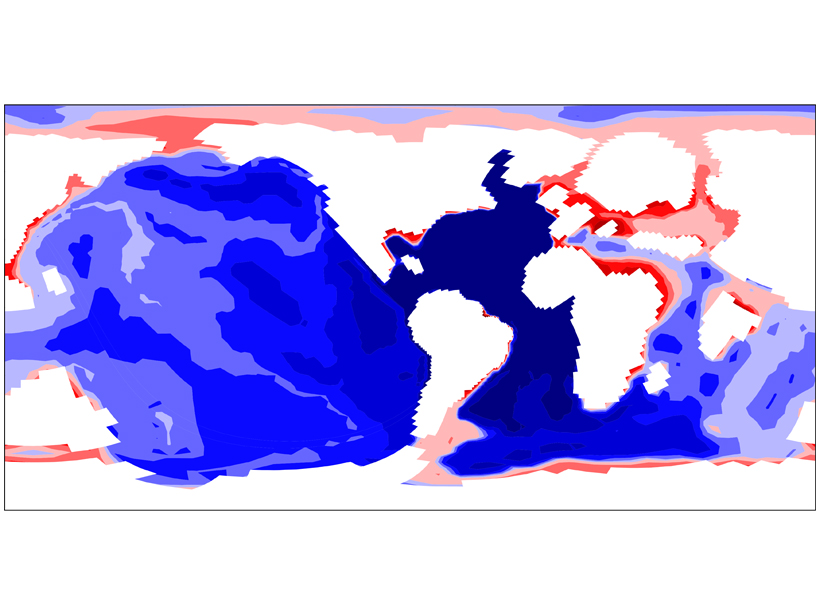 Ocean acidification map of the bottom ocean water layer