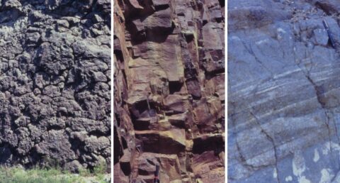 Oceanic crust has three main layers: pillow lavas, sheeted dikes and gabbro. Oceanic crust has three main layers: pillow lavas, sheeted dikes and gabbro.