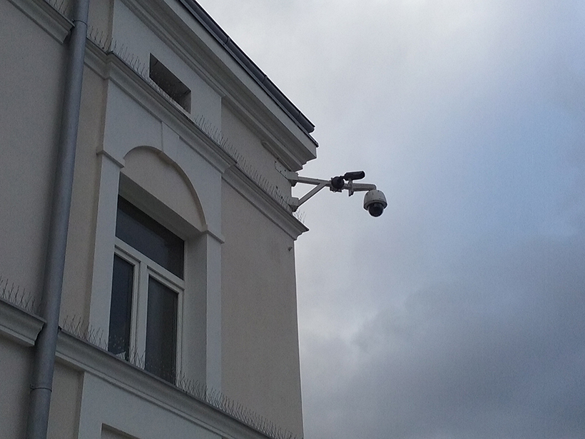 Photo of a CCTV camera on a building