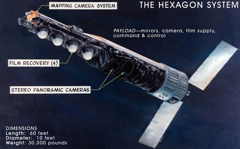 Drawing of the KH-9 Hexagon satellite