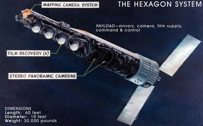 Drawing of the KH-9 Hexagon satellite Drawing of the KH-9 Hexagon satellite
