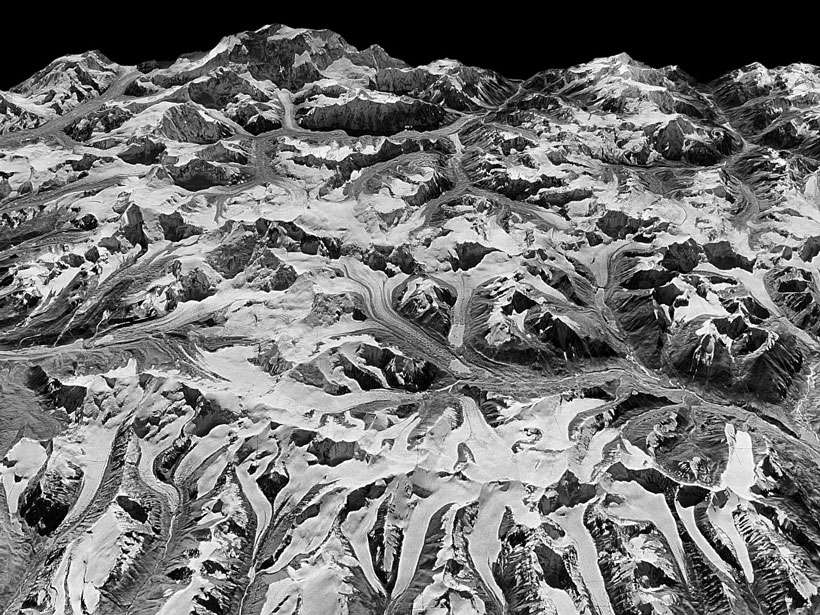 Himalayan mountains taken from the Hexagon satellite