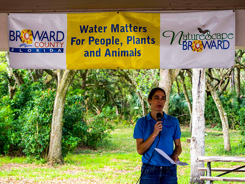 Jennifer Jurado speaks at a Water Matters Day community event.