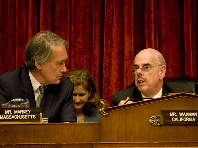 Photo of Sen. Ed Markey and former Rep. Henry Waxman in Congress