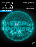 Cover of the August 2019 issue of Eos