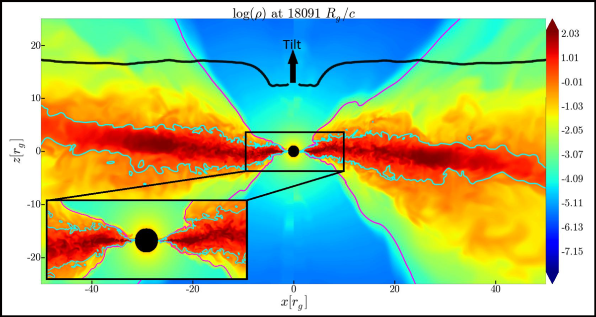 Colorful, detailed graph showing Bardeen-Petterson alignment