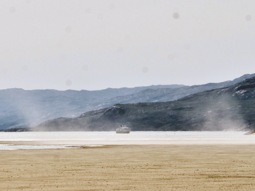 Dust storm in the Greenland Ice Sheet outwash plain near Kangerlussuaq