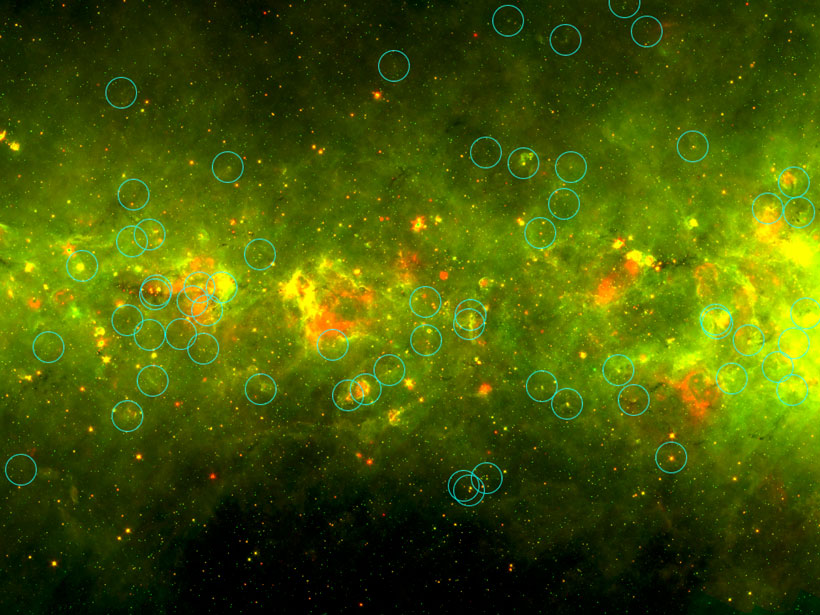 Images of blue circles around the yellowballs