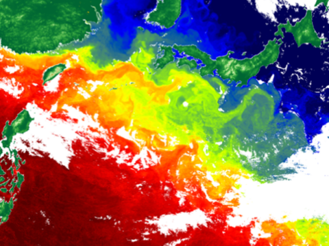 Color map of sea surface temperatures in the northwest Pacific