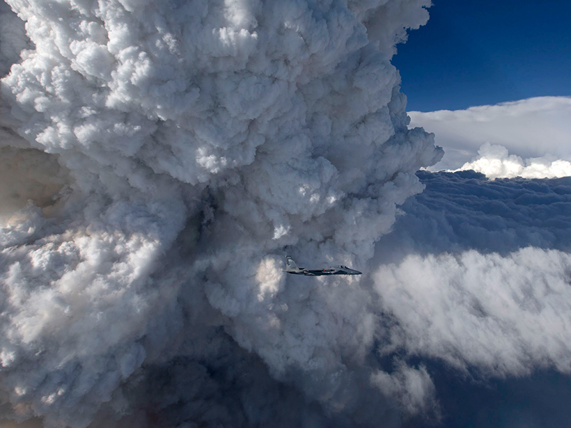 Pyrocumulus cloud photographed in the air