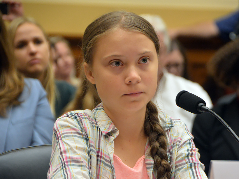 Greta Thunberg speaks at a hearing