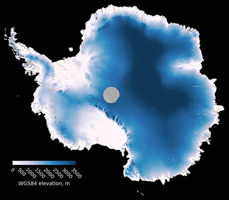 This image, constructed using 5 months’ worth of elevation data over Antarctica, highlights ICESat-2’s coverage.