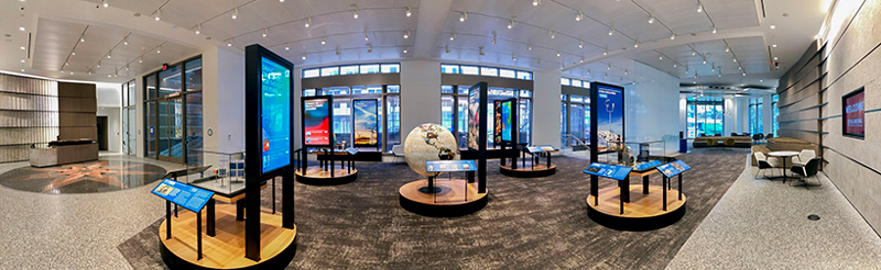 A panorama of the AGU building lobby