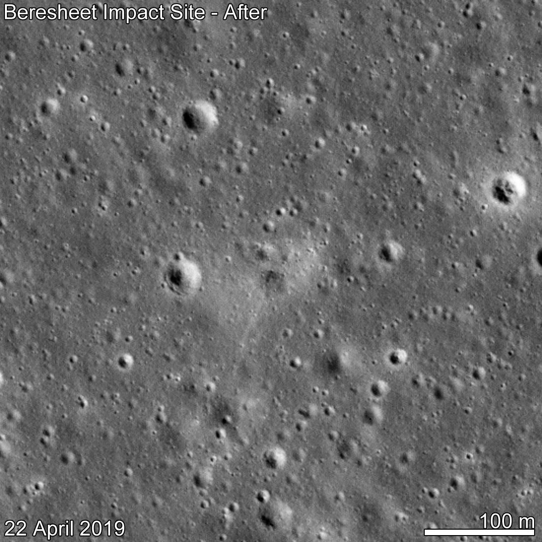 Before and after images of a crash site on the Moon Before and after images of a crash site on the Moon