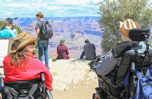 A group participating in an accessible geology field trip to the Grand Canyon.