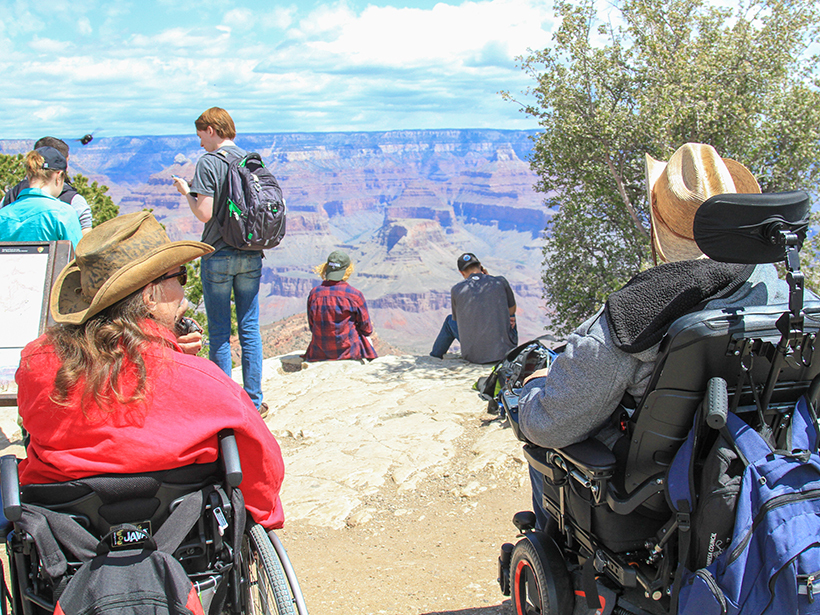 A group participating in an accessible geology field trip to the Grand Canyon.