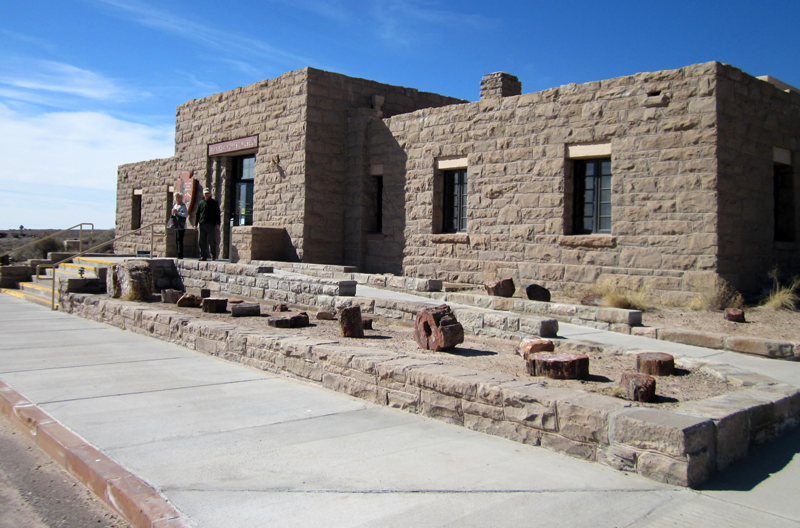 The access ramp landing up to the front entrance to the Rainbow Forest Museum at the Petrified Forest National Park