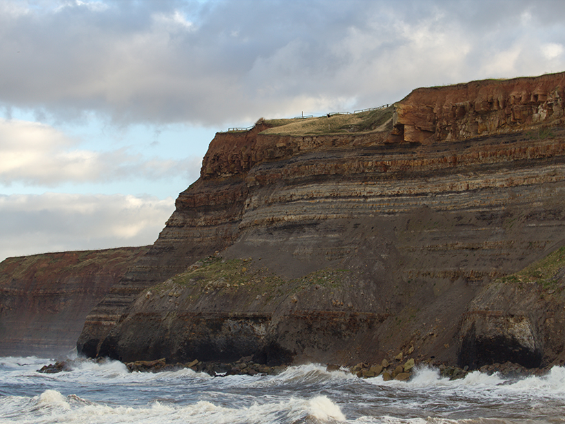 A seaside cliff near the town of Whitby in the United Kingdom