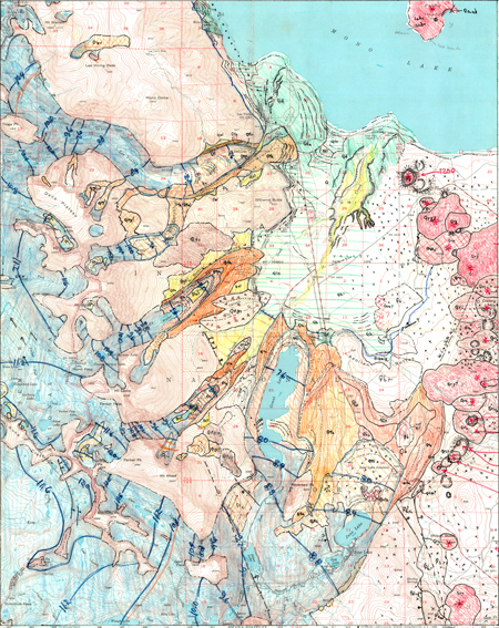 Gorgeous, hand-painted map of Mono Craters outside Yosemite National Park