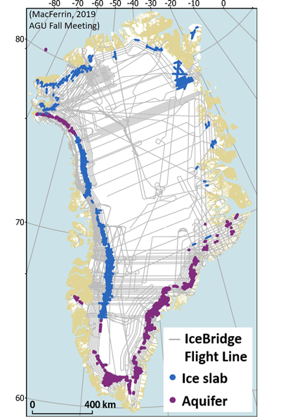 Map of ice slabs on Greenland’s ice sheet