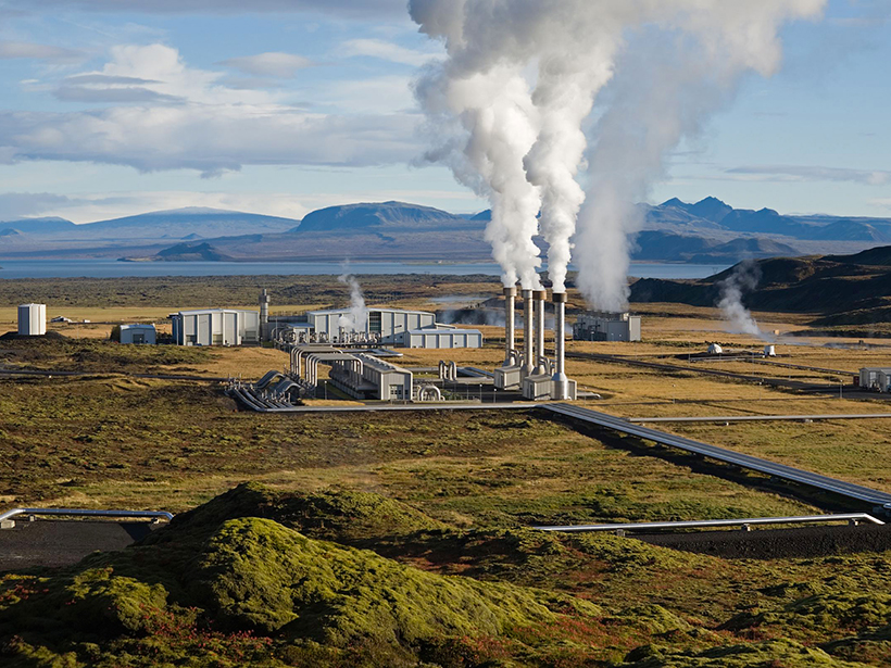 The Nesjavellir Geothermal Power Plant seen here is located in southwest Iceland.