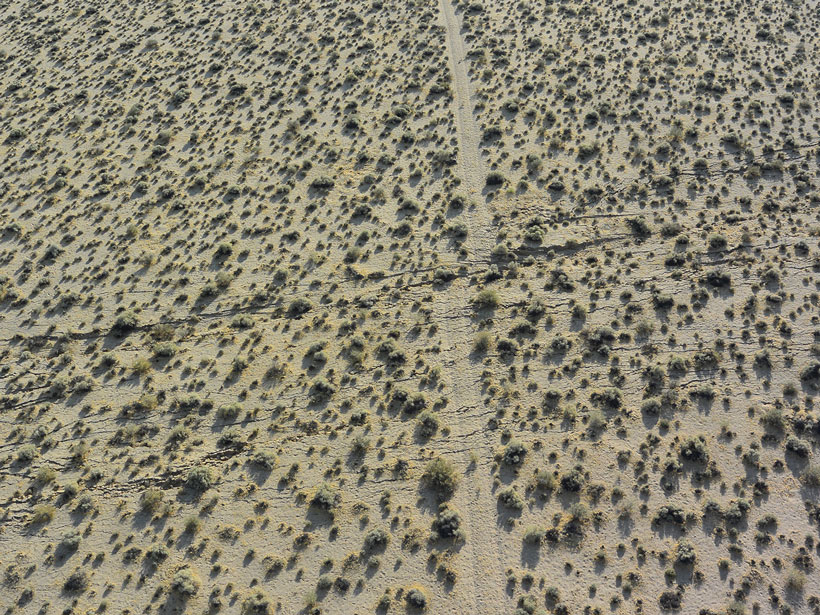 Aerial photo of a desert road offset by 2.5 meters