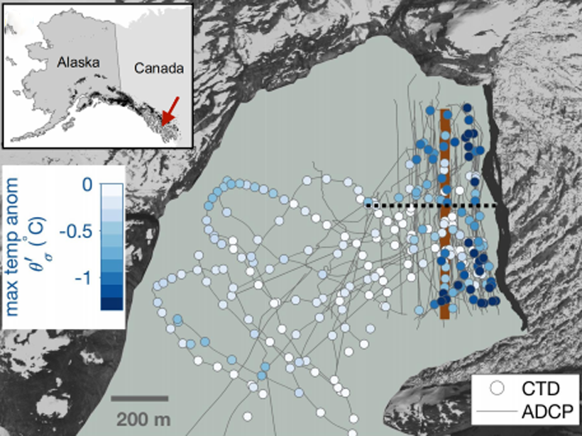 Plan view of the LeConte Glacier and fjord system in Alaska
