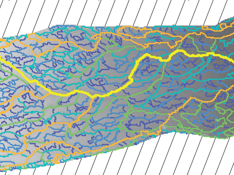 Digitally generated impression of the channel network of the Waimakariri River in New Zealand