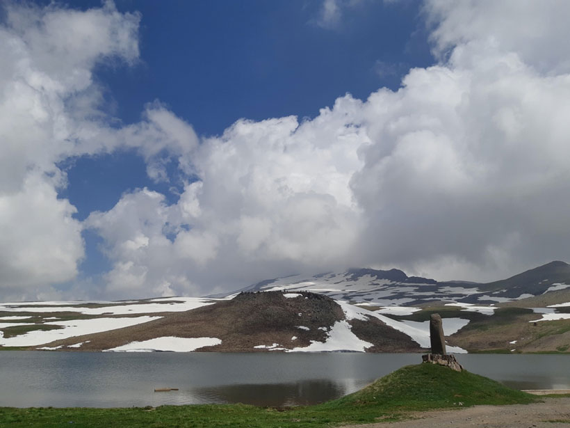 Armenia’s Lake Kari sits near the top of Mount Aragats.