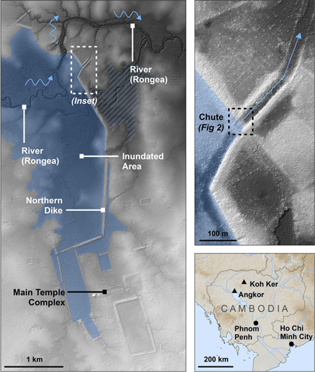 Map of the reservoir of Koh Ker and an inset of its location in Cambodia Map of the reservoir of Koh Ker and an inset of its location in Cambodia