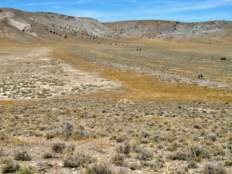 Arid valley shows the impression of an ancient lakeshore.