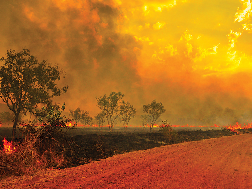 A wildfire burns in the Kimberley region of Western Australia.