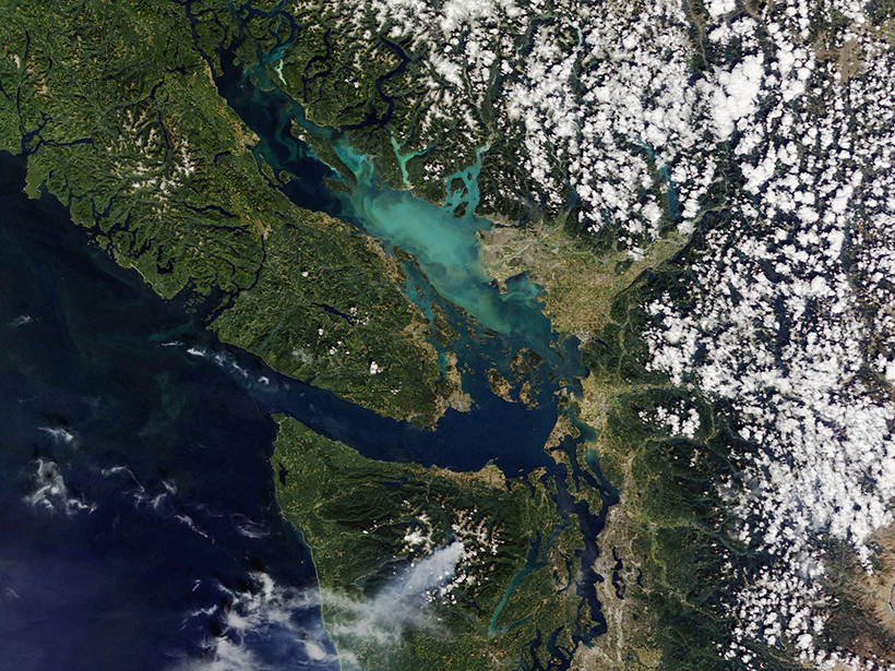 Satellite image of the Strait of Juan de Fuca
