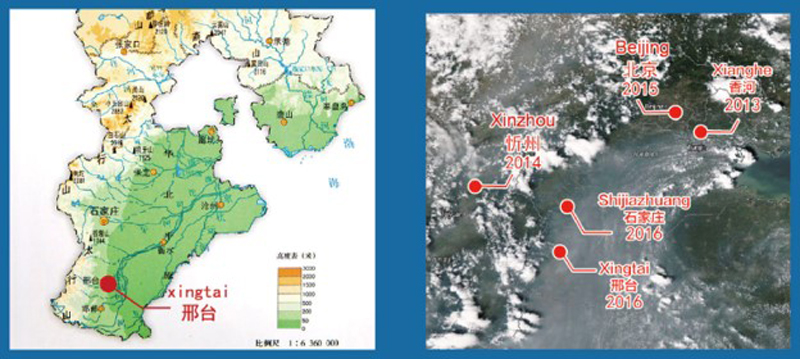 Locations of major field experiments conducted in the North China Plain from 2013–2016