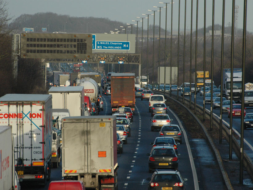 Heavy vehicle traffic near Chepstow, Wales
