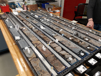 Samples of a drill core on a table Samples of a drill core on a table