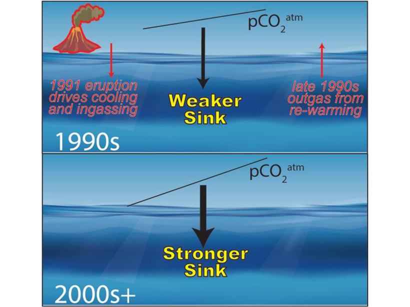 Diagram showing carbon dioxide cycle with ocean
