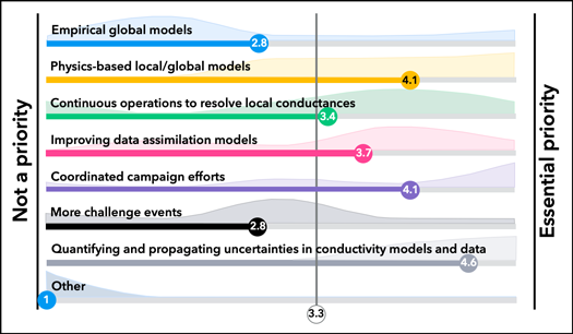 Diagram illustrating relative priorities assigned to different topics by workshop participants