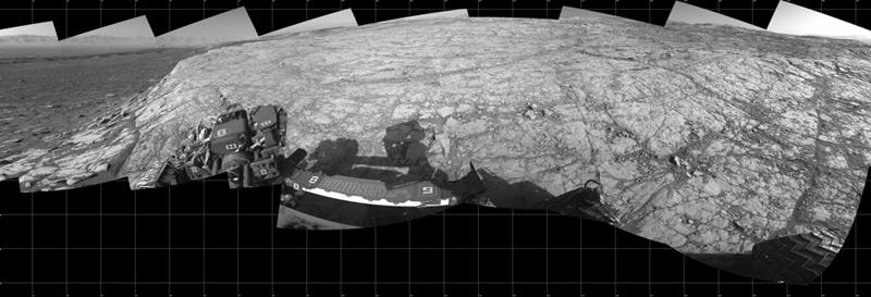 A portion of a 360˚ mosaic taken using Curiosity Navcam as the rover ascended Vera Rubin ridge A portion of a 360˚ mosaic taken using Curiosity Navcam as the rover ascended Vera Rubin ridge
