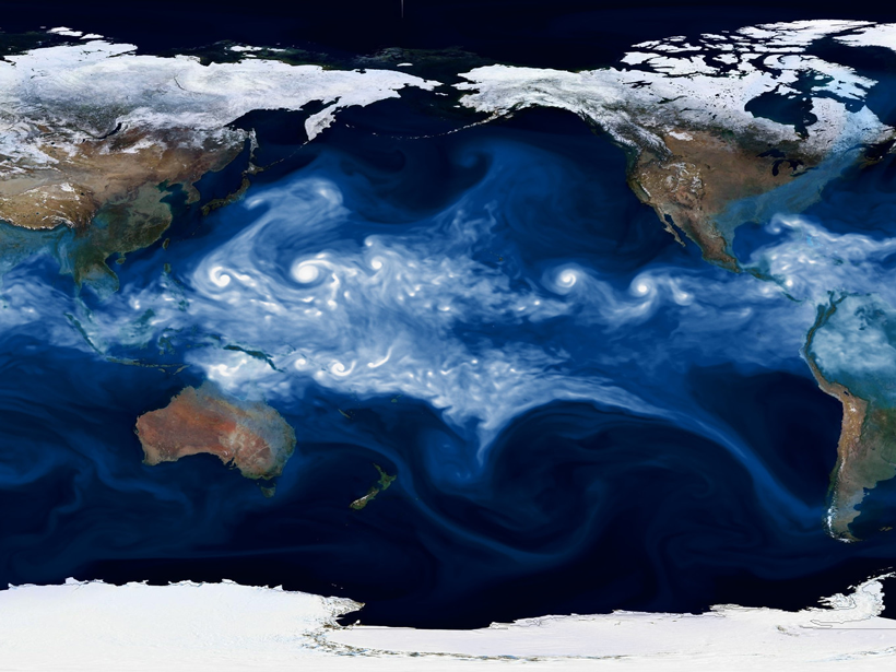 Satellite image with modeling of extreme weather