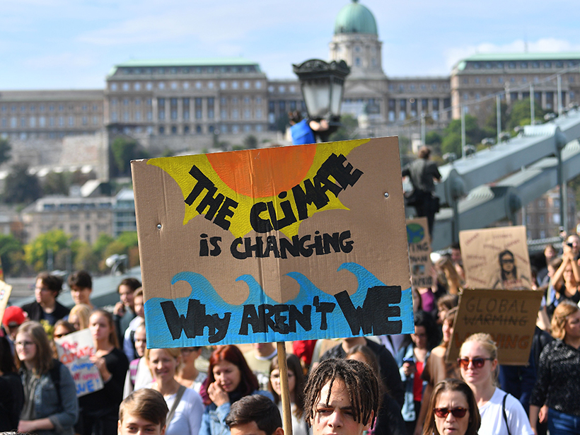 Protestor holding sign