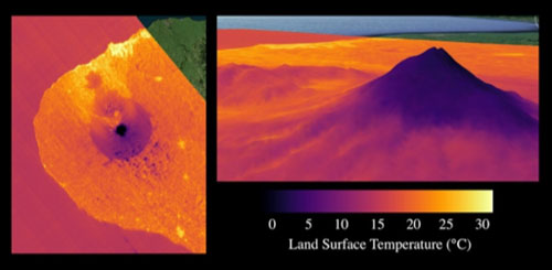 ECOSTRESS land surface temperature data near Mount Taranaki, New Zealand