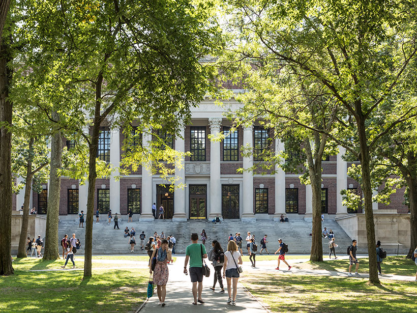 Students on the lawn at Harvard University