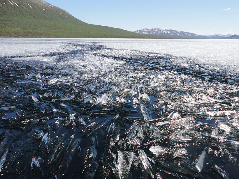 Melting ice cover on Lake Kilpisjärvi