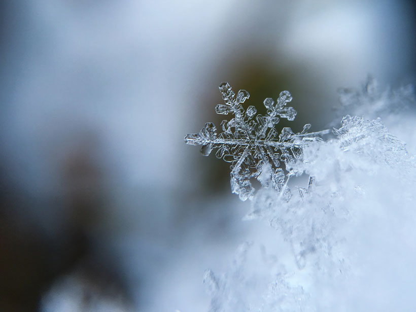 A close up image of a snowflake