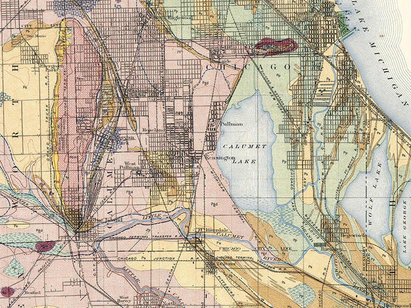Historic 1902 map of Calumet Quadrangle near Chicago