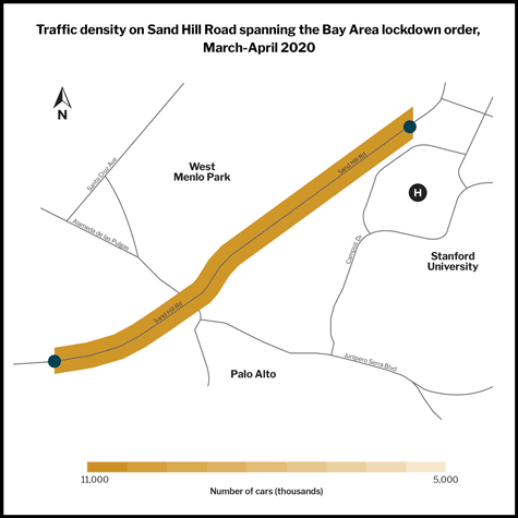 Sand Hill Road traffic map