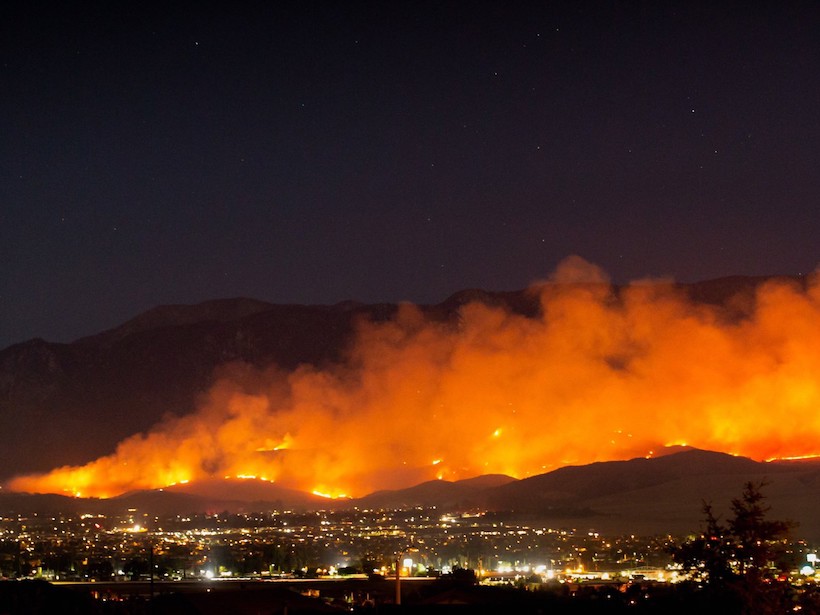 The Apple Fire burns north of Beaumont, Calif., on the evening of 31 July 2020.