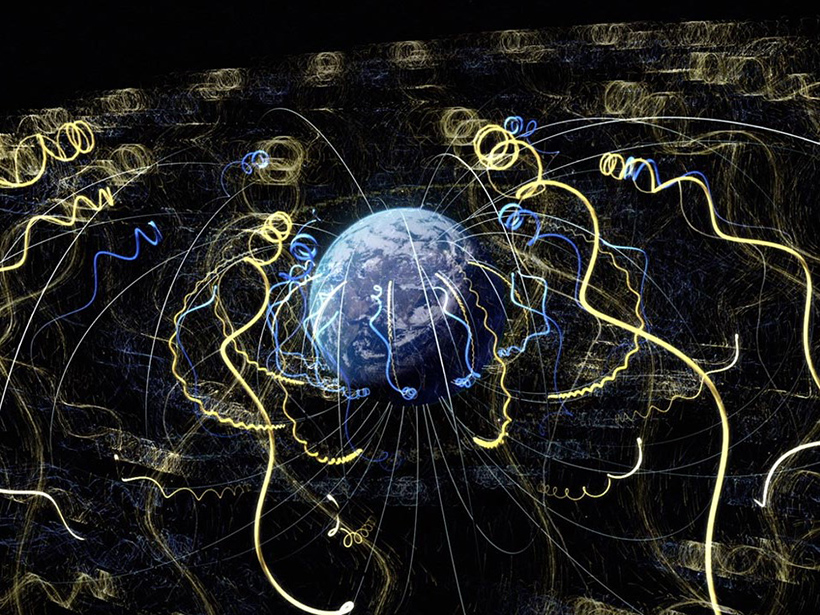 Artist’s conception of the motion of charged particles in Earth’s magnetosphere