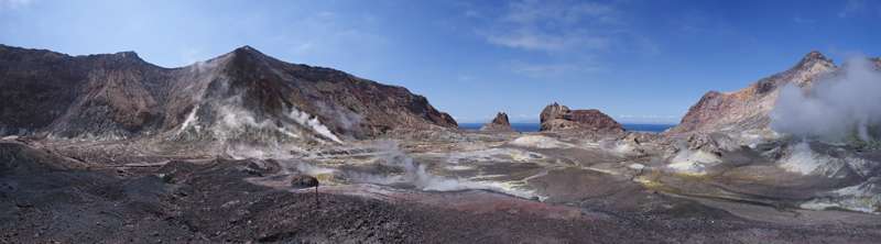 A panorama of Whakaari/White Island A panorama of Whakaari/White Island